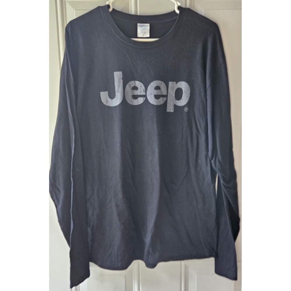 Jeep Logo Long Sleeve T Shirt Mens Large Black Graphic Tee